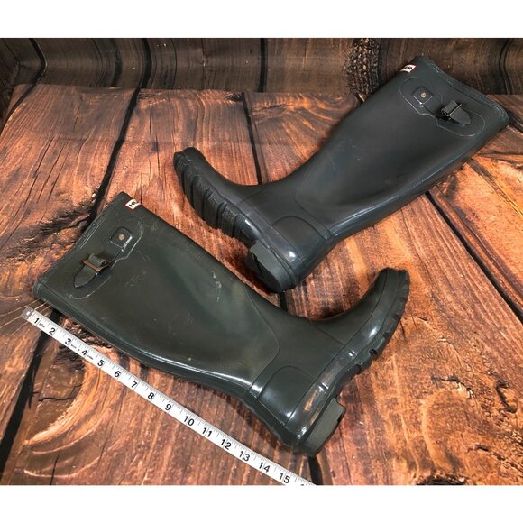 Hunter W23616 Original Gloss Tall Gray/Blue Rain Boots Womens 5 (v5p) - Picture 1 of 12